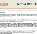 MEDIA RELEASE | New research: NT children receive an effective vaccine to reduce hearing loss
