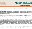 MEDIA RELEASE | Menzies Timor-Leste Program Celebrates 5 Years of Impact