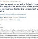 Bio Med Central: Indigenous perspectives on active living in remote Australia